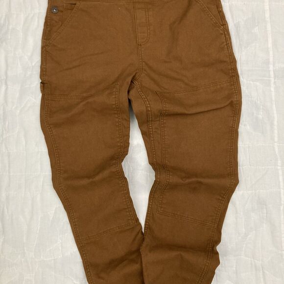 REI Co-Op Trailsmith Bib Camp Overalls Womens 6 Walrus Brown Canvas Double Knee - Picture 6 of 8